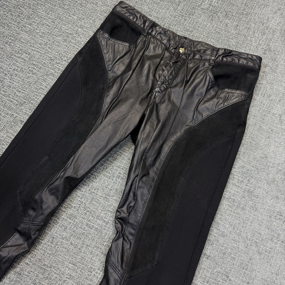 Emilio Pucci Pants Women's US 12 IT 42 Black Leather Trim Stretch Zip Italy
